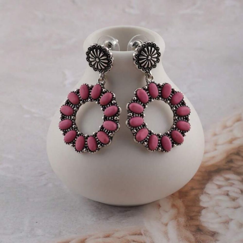 3for$20 1pair Western Style Cowboy And Pink Stone Designed Earrings,